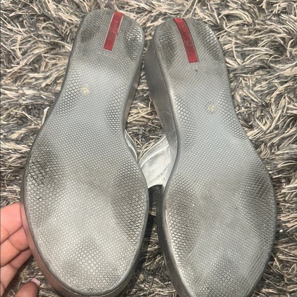 Prada Silver Leather Sandals Sleek Minimalist Design EU 37 - Picture 6 of 6